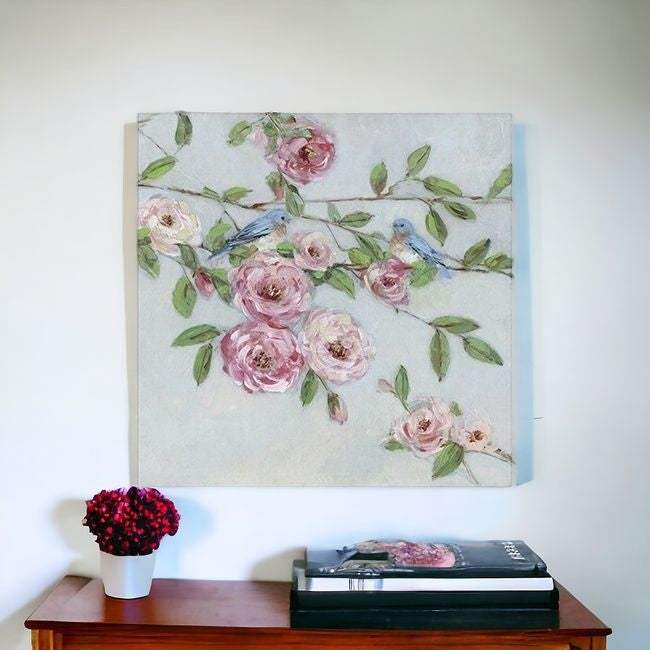 Small Pretty Pink Blooms Canvas Wall Art - Homeroots - Flyclothing LLC