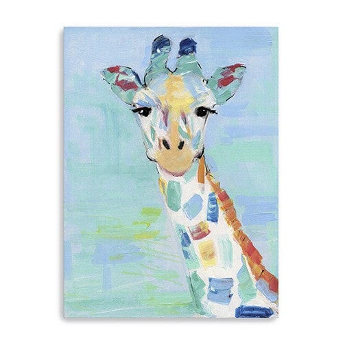 32" x 24" Pastel Patchwork Giraffe Canvas Wall Art - Homeroots - Flyclothing LLC