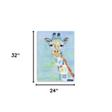 32" x 24" Pastel Patchwork Giraffe Canvas Wall Art - Homeroots - Flyclothing LLC