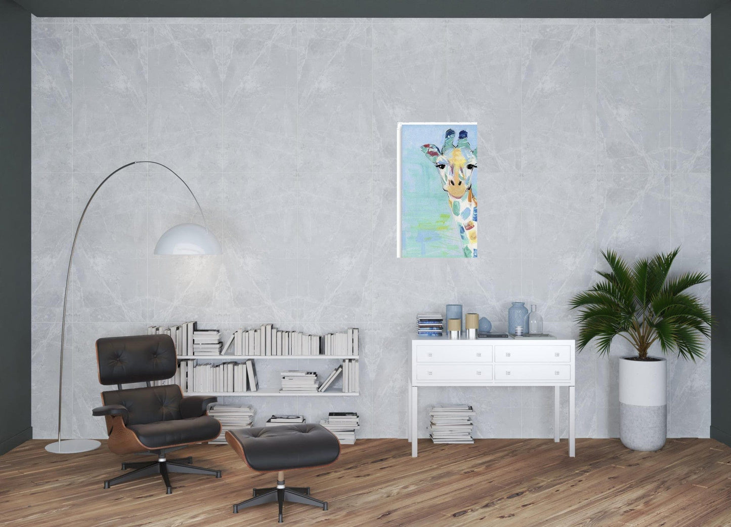 40" x 30" Pastel Patchwork Giraffe Canvas Wall Art - Homeroots - Flyclothing LLC