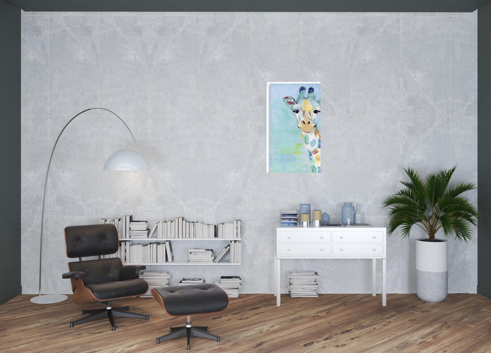 40" x 30" Pastel Patchwork Giraffe Canvas Wall Art - Homeroots - Flyclothing LLC