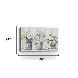 36" x 24" Watercolor Soft Pastel Bouquet Trio Canvas Wall Art - Homeroots - Flyclothing LLC