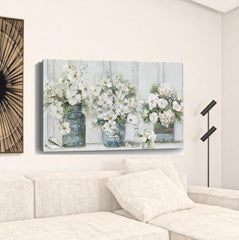 48" x 32" Watercolor Soft Pastel Bouquet Trio Canvas Wall Art