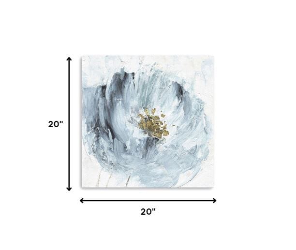 20" x 20" Watercolor Abstract Gray Blue Flower Canvas Wall Art - Homeroots - Flyclothing LLC