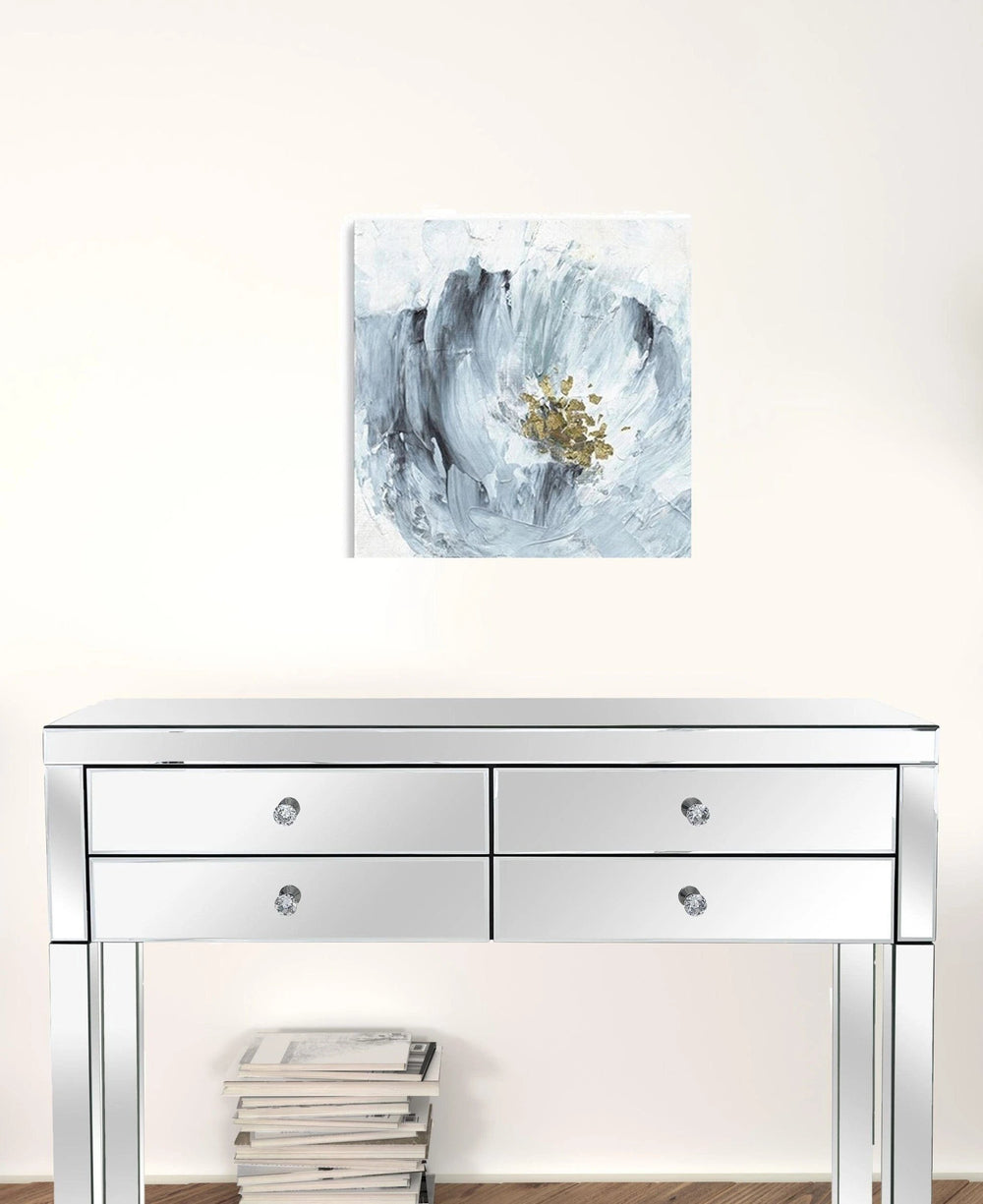 20" x 20" Watercolor Abstract Gray Blue Flower Canvas Wall Art - Homeroots - Flyclothing LLC