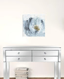 20" x 20" Watercolor Abstract Gray Blue Flower Canvas Wall Art - Homeroots