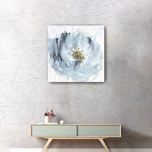 30" x 30" Watercolor Abstract Gray Blue Flower Canvas Wall Art - Homeroots - Flyclothing LLC