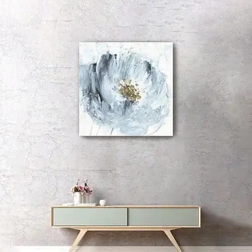 40" x 40" Watercolor Abstract Gray Blue Flower Canvas Wall Art - Homeroots - Flyclothing LLC