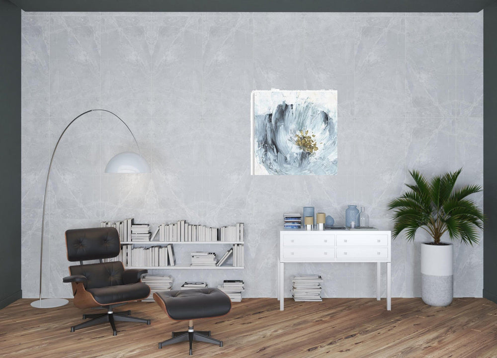 40" x 40" Watercolor Abstract Gray Blue Flower Canvas Wall Art - Homeroots - Flyclothing LLC