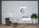 40" x 40" Watercolor Abstract Gray Blue Flower Canvas Wall Art - Homeroots