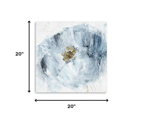 20" x 20" Watercolor Abstract Gray Blue Flower II Canvas Wall Art - Homeroots - Flyclothing LLC