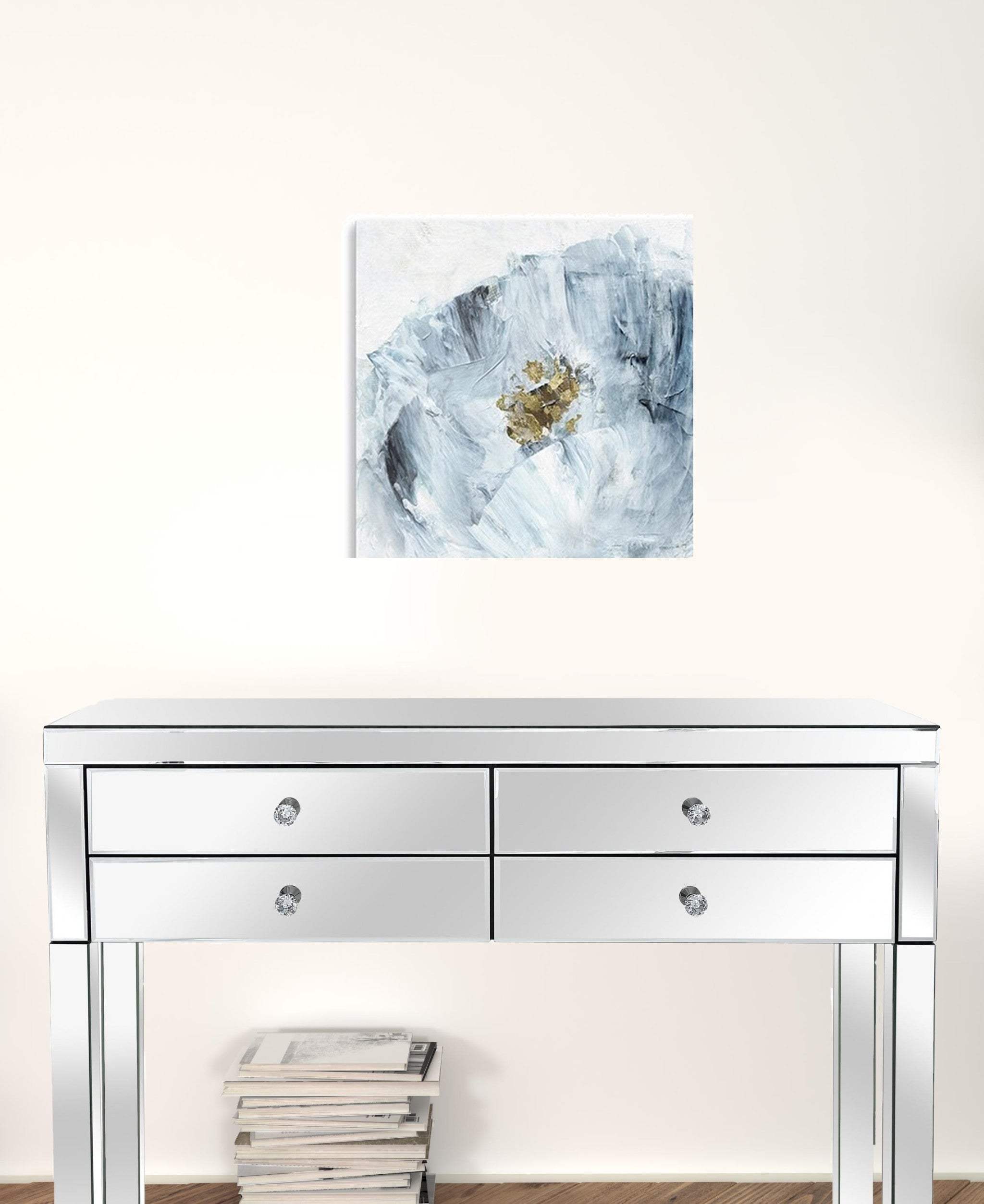 20" x 20" Watercolor Abstract Gray Blue Flower II Canvas Wall Art - Homeroots - Flyclothing LLC