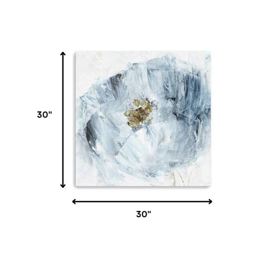 30" x 30" Watercolor Abstract Gray Blue Flower II Canvas Wall Art
