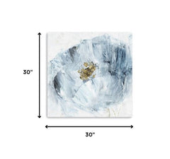 30" x 30" Watercolor Abstract Gray Blue Flower II Canvas Wall Art