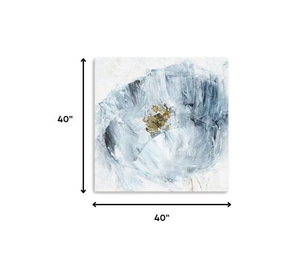 40" x 40" Watercolor Abstract Gray Blue Flower II Canvas Wall Art - Homeroots