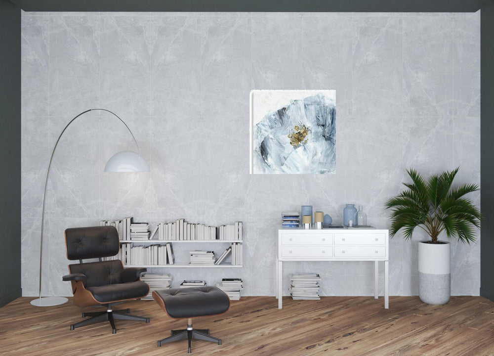 40" x 40" Watercolor Abstract Gray Blue Flower II Canvas Wall Art - Homeroots - Flyclothing LLC
