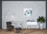 40" x 40" Watercolor Abstract Gray Blue Flower II Canvas Wall Art - Homeroots
