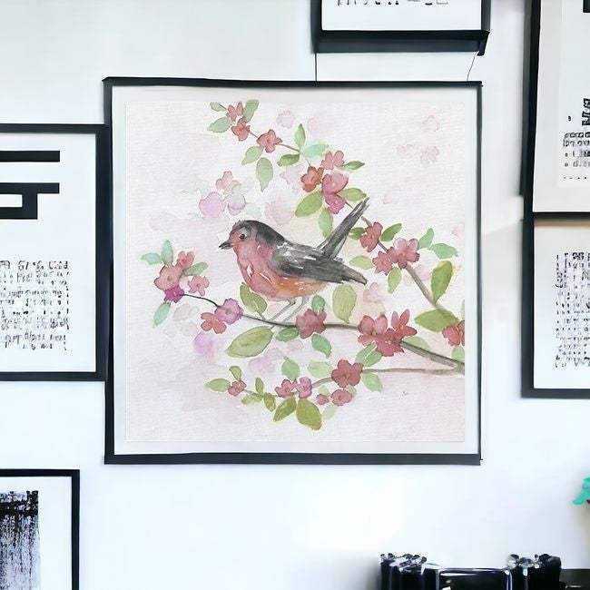 Flower And Bird Unframed Print Wall Art - Homeroots - Flyclothing LLC