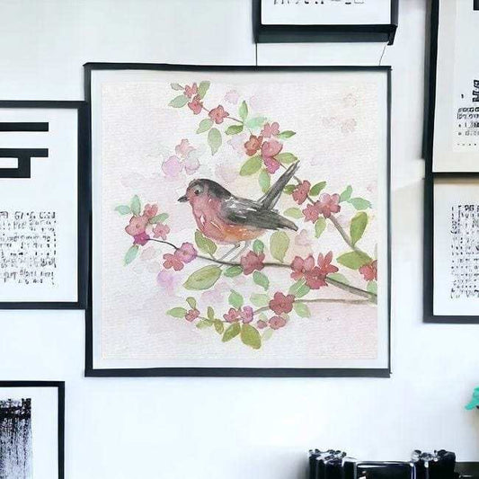 Flower And Bird Unframed Print Wall Art - Homeroots - Flyclothing LLC