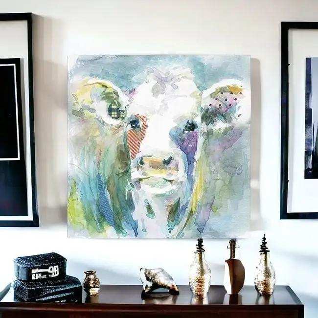 Watercolor Cow Unframed Print Wall Art - Homeroots - Flyclothing LLC