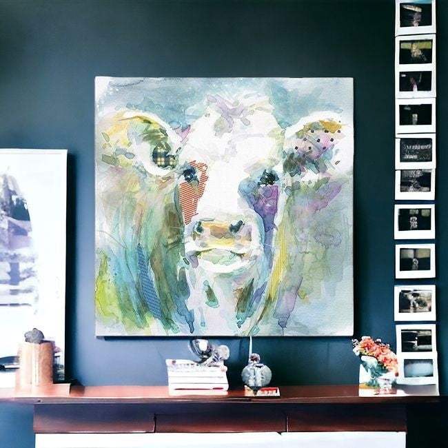 Watercolor Cow Unframed Print Wall Art - Homeroots - Flyclothing LLC