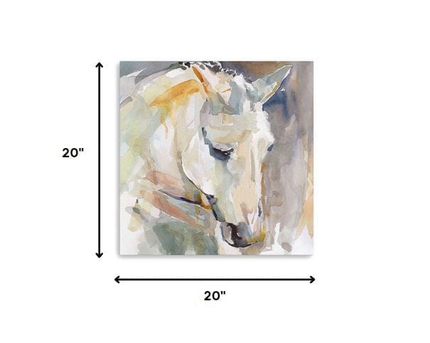 20" x 20" Abstract Watercolor Horse Canvas Wall Art - Homeroots - Flyclothing LLC