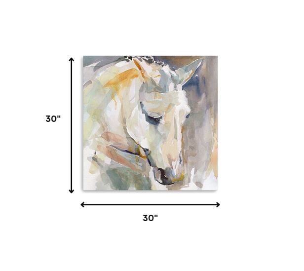 30" x 30" Abstract Watercolor Horse Canvas Wall Art - Homeroots - Flyclothing LLC