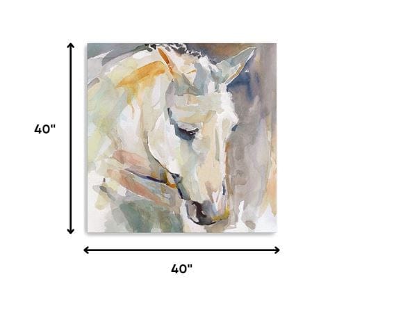 40" x 40" Abstract Watercolor Horse Canvas Wall Art - Homeroots - Flyclothing LLC