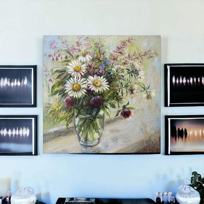 Pretty Vase Of Flowers Unframed Print Wall Art - Homeroots - Flyclothing LLC