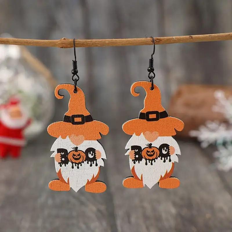 Wooden Dwarfs Pumpkin Dangle Earrings - Trendsi
