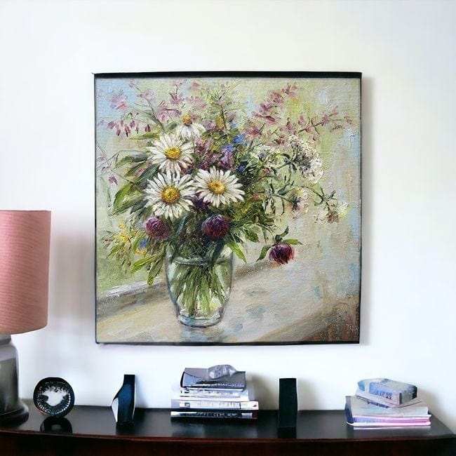 Pretty Vase Of Flowers Unframed Print Wall Art - Homeroots - Flyclothing LLC