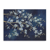 18" x 24" Navy Blue Watercolor Midnight Bird Rendezvous Canvas Wall Art - Homeroots