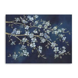 24" x 32" Navy Blue Watercolor Midnight Bird Rendezvous Canvas Wall Art - Homeroots