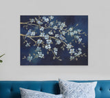 18" x 24" Navy Blue Watercolor Midnight Bird Rendezvous Canvas Wall Art - Homeroots