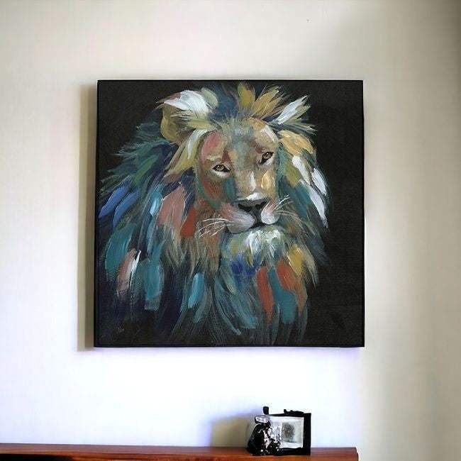 Painted Lion Portrait Unframed Print Wall Art - Homeroots - Flyclothing LLC