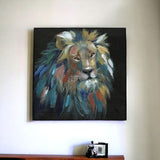 Painted Lion Portrait Unframed Print Wall Art - Homeroots