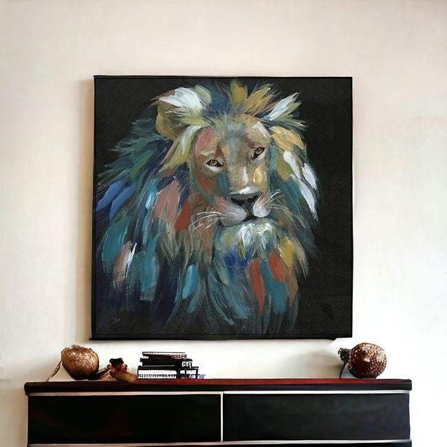 Painted Lion Portrait Unframed Print Wall Art - Homeroots - Flyclothing LLC
