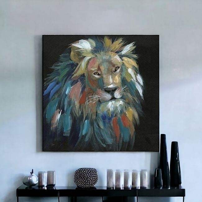 Painted Lion Portrait Unframed Print Wall Art - Homeroots - Flyclothing LLC