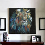 Painted Lion Portrait Unframed Print Wall Art - Homeroots