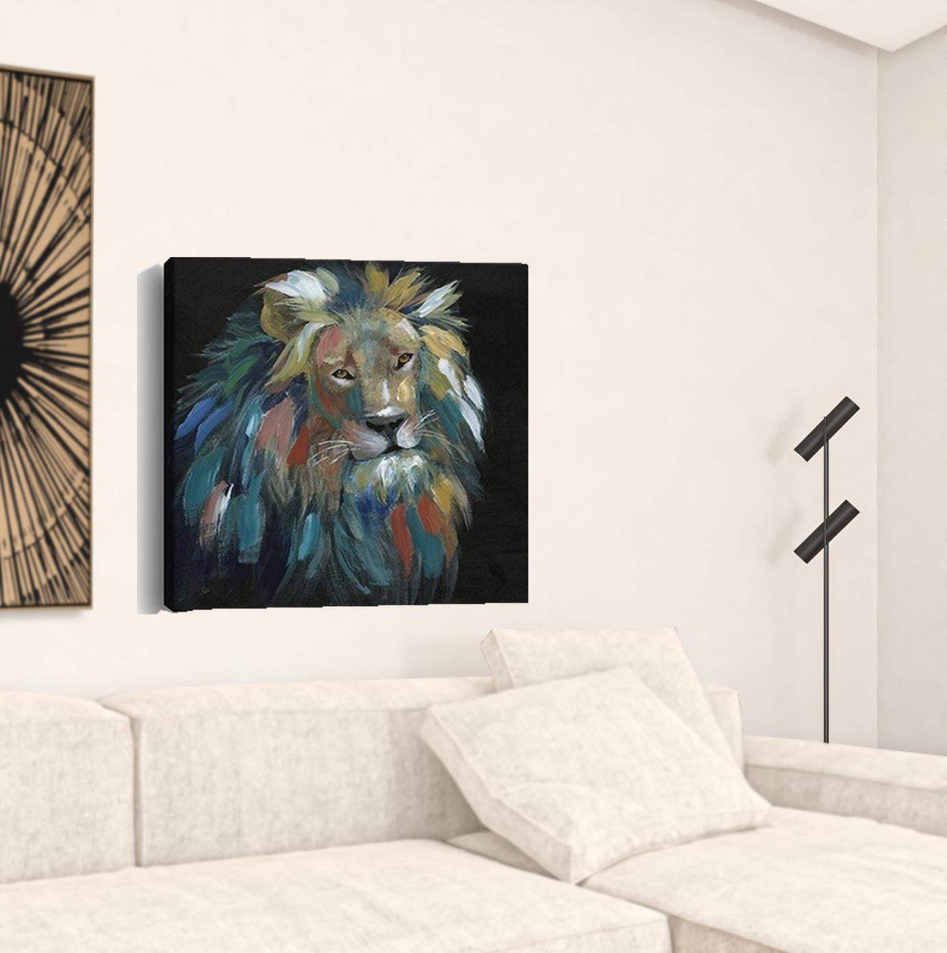 Painted Lion Portrait Unframed Print Wall Art - Homeroots - Flyclothing LLC