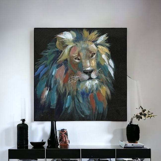 Painted Lion Portrait Unframed Print Wall Art - Homeroots - Flyclothing LLC
