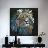 Painted Lion Portrait Unframed Print Wall Art - Homeroots