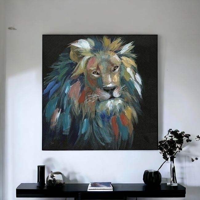Painted Lion Portrait Unframed Print Wall Art - Homeroots - Flyclothing LLC