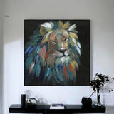 Painted Lion Portrait Unframed Print Wall Art - Homeroots