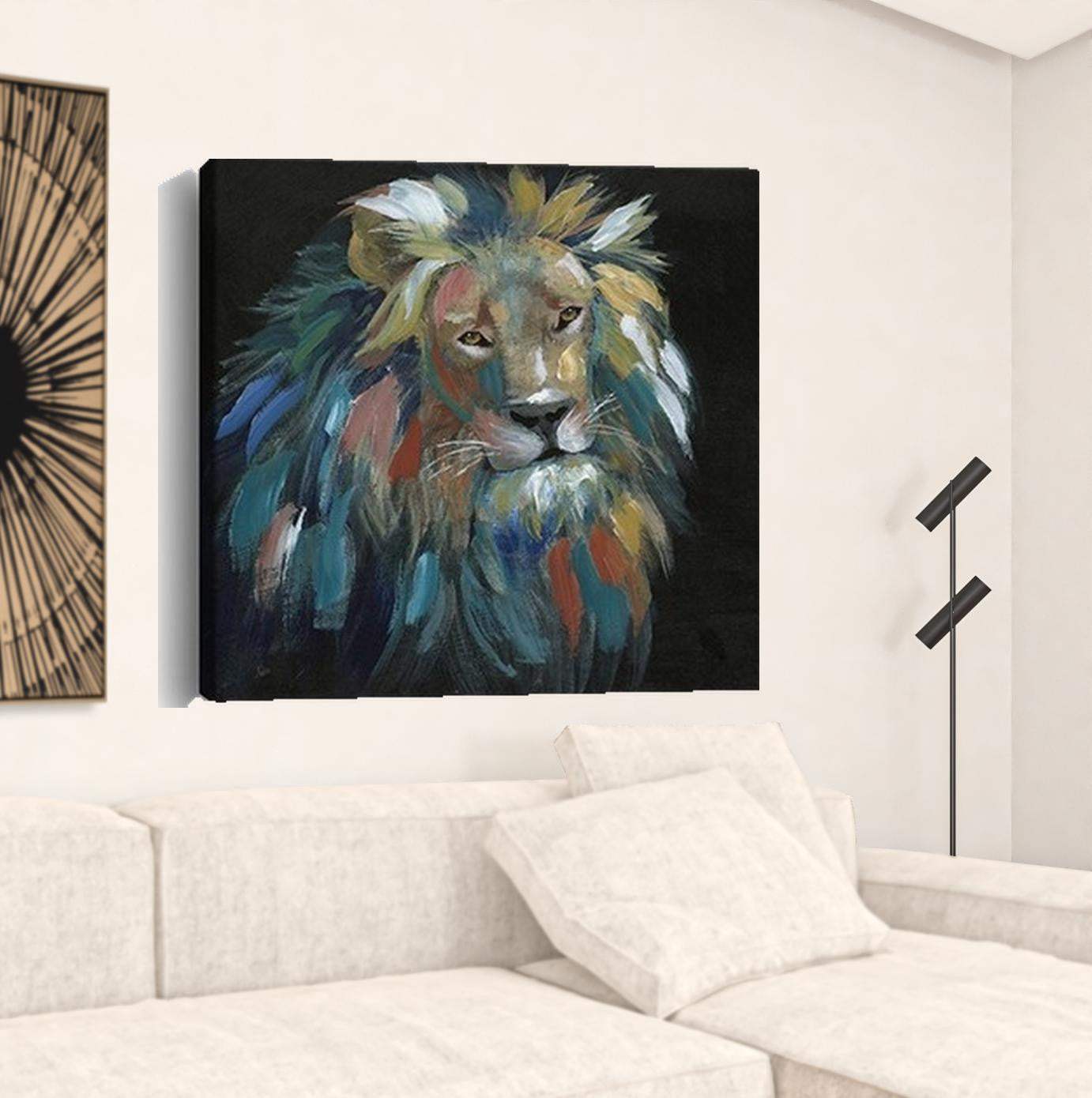 Painted Lion Portrait Unframed Print Wall Art - Homeroots - Flyclothing LLC