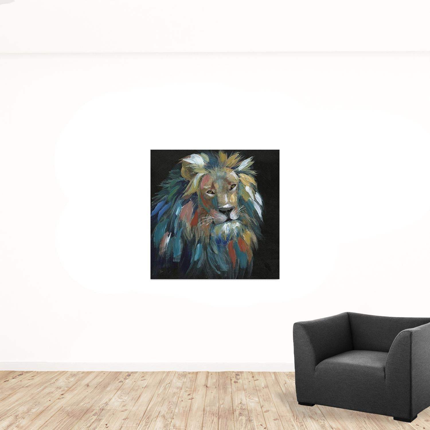 Painted Lion Portrait Unframed Print Wall Art - Homeroots - Flyclothing LLC