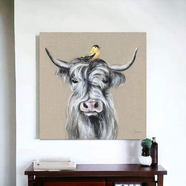 Cute Highland Cow Unframed Print Wall Art - Homeroots - Flyclothing LLC
