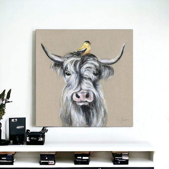 Cute Highland Cow Unframed Print Wall Art - Homeroots - Flyclothing LLC