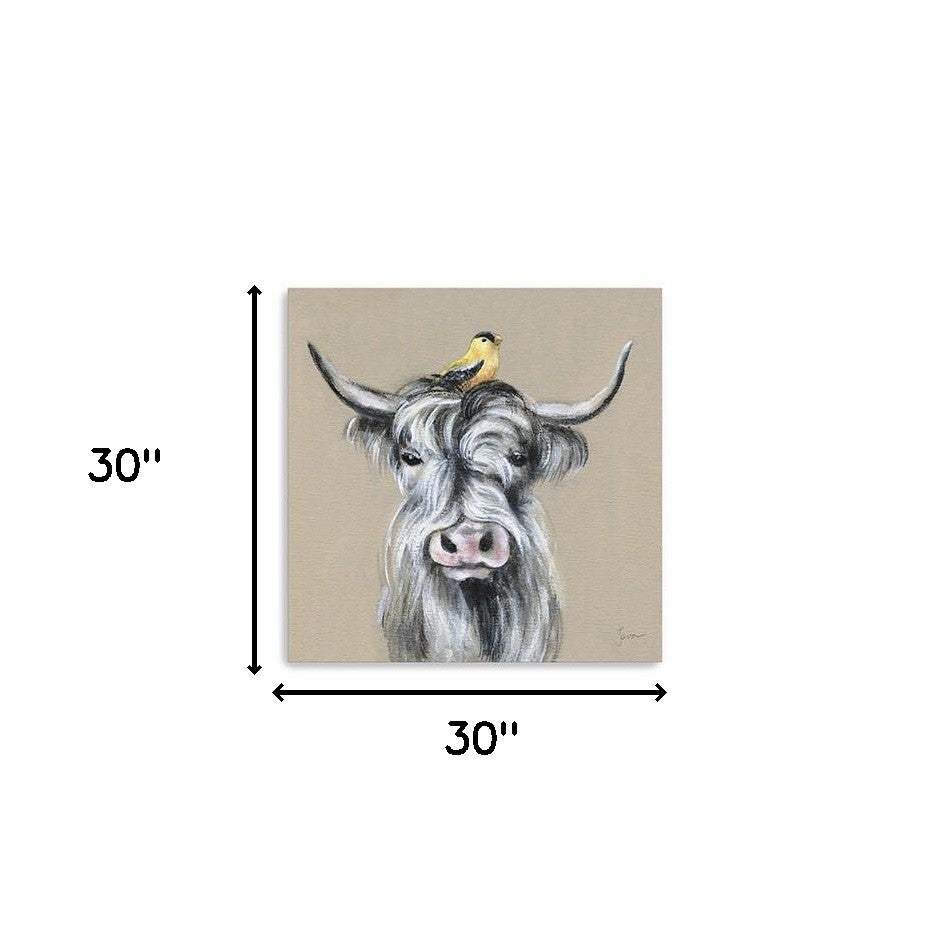 Cute Highland Cow Unframed Print Wall Art - Homeroots - Flyclothing LLC