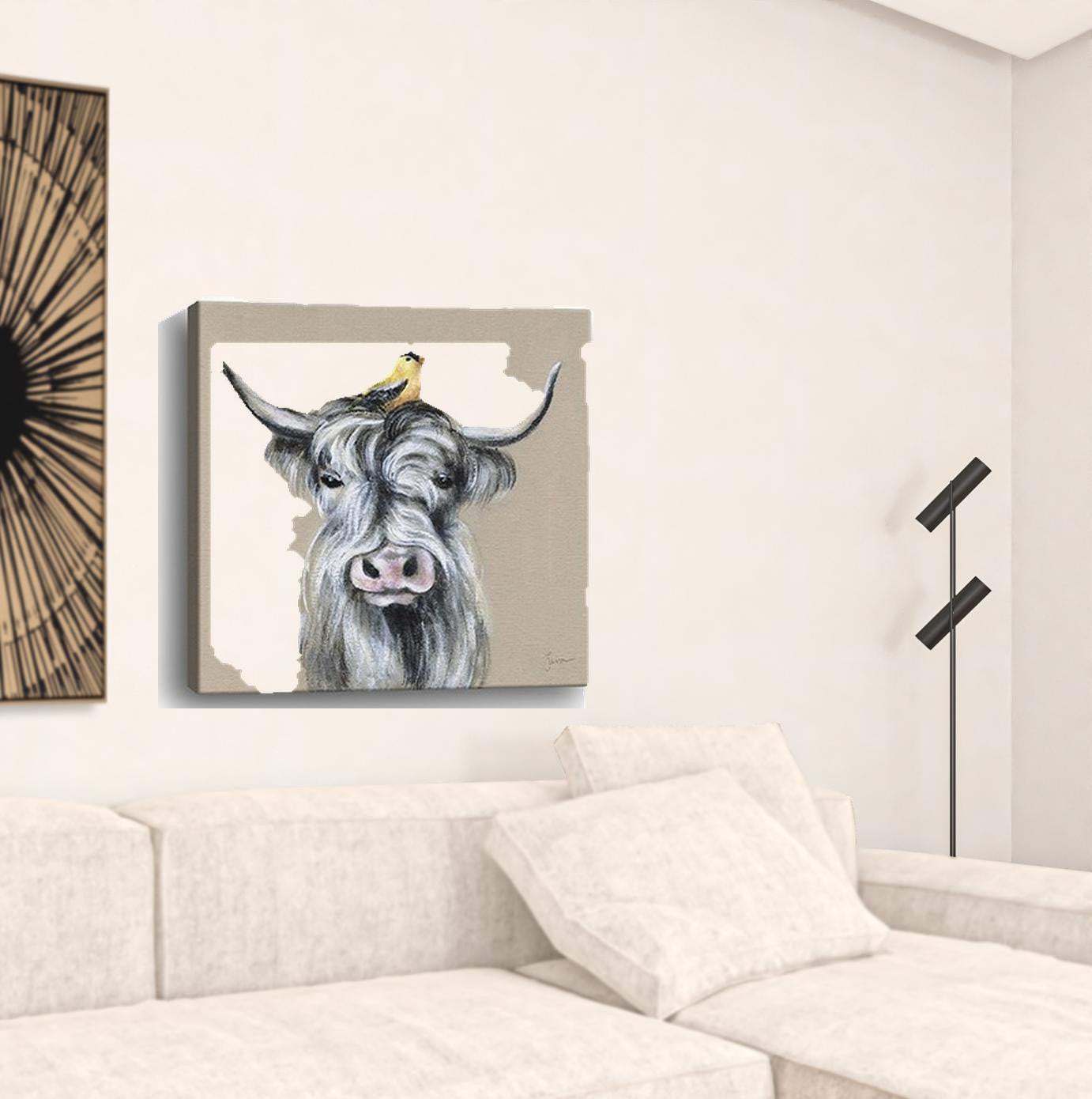 Cute Highland Cow Unframed Print Wall Art - Homeroots - Flyclothing LLC